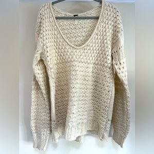 Free People Cream V-Neck Sweater